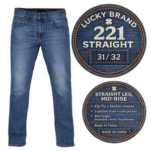 Lucky Brand 221 Straight Jeans Mens 31x32 Medium Wash Blue Denim